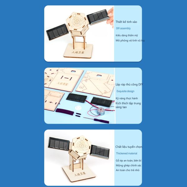 Đồ Chơi STEM Vệ Tinh Năng Lượng Mặt Trời Tự Xoay Bằng Gỗ - 8 - 14 tuổi - Góc chụp 4 chính hãng Daisy Mart