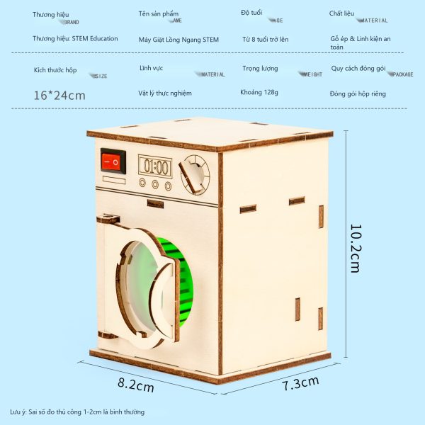 Đồ Chơi STEM Máy Giặt Lồng Ngang Tự Chế Bằng Gỗ - 8 - 14 tuổi - Góc chụp 5 chính hãng Daisy Mart
