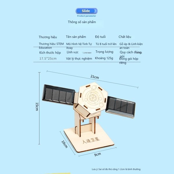 Đồ Chơi STEM Vệ Tinh Năng Lượng Mặt Trời Tự Xoay Bằng Gỗ - 8 - 14 tuổi - Góc chụp 6 chính hãng Daisy Mart
