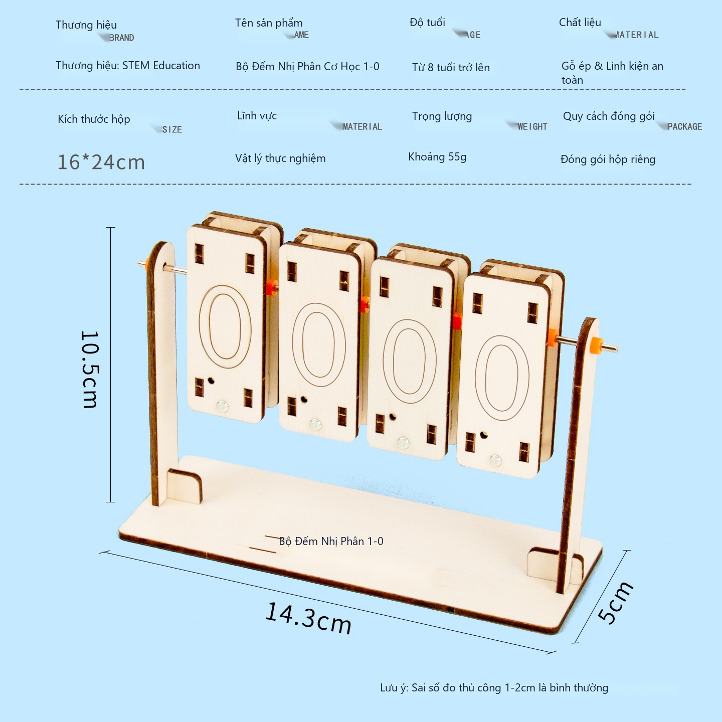 Đồ Chơi STEM Bộ Đếm Nhị Phân 1 - 0 Cơ Học Khám Phá Máy Tính - 6 - 12 tuổi - Góc chụp 1 chính hãng Daisy Mart