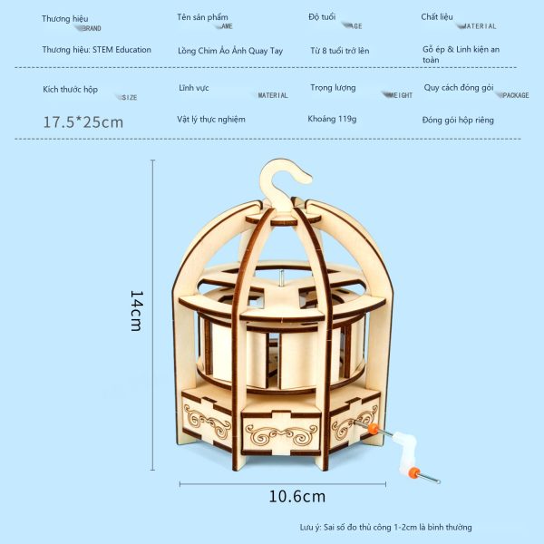 Đồ Chơi STEM Lồng Chim Phát Sáng Ảo Ảnh Thị Giác POV Tự Quay - Ảnh 4 Đồ Chơi STEM Lồng Chim Phát Sáng Ảo Ảnh Thị Giác POV Tự Quay - 6 - 12 tuổi - Góc chụp 4 chính hãng Daisy Mart