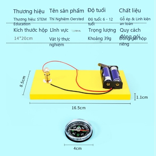 Đồ Chơi STEM Bộ Thí Nghiệm Từ Trường Dòng Điện Khám Phá Hiện Tượng Oersted - 6 - 12 tuổi - Góc chụp 2 chính hãng Daisy Mart