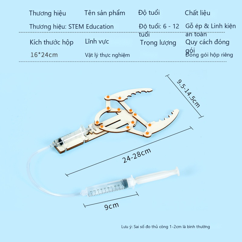 Đồ Chơi STEM Cánh Tay Kẹp Gắp Thủy Lực Định Luật Pascal Tự Chế - 6 - 12 tuổi - Góc chụp 4 chính hãng Daisy Mart Đồ Chơi STEM Cánh Tay Kẹp Gắp Thủy Lực Định Luật Pascal Tự Chế - 6 - 12 tuổi - Góc chụp 4 chính hãng Daisy Mart